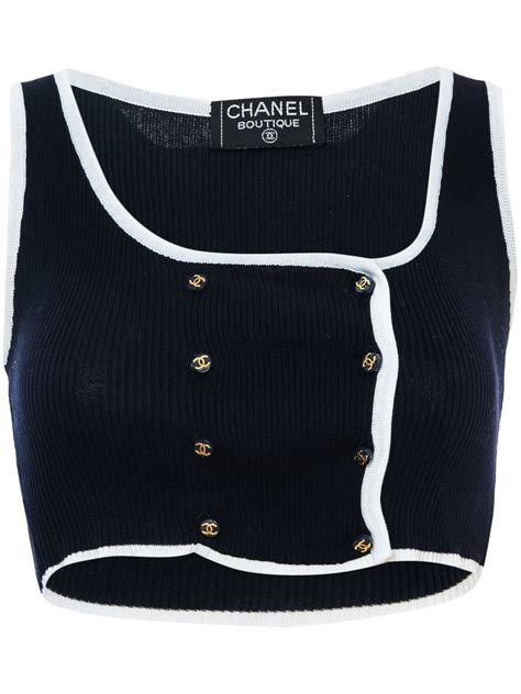 chanel cropped top|chanel denim top.